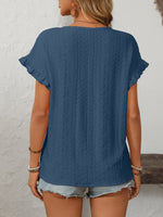 Mandy Eyelet Round Neck Short Sleeve Top - Ladyez