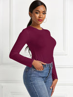 Round Neck Long Sleeve Bodysuit - Ladyez