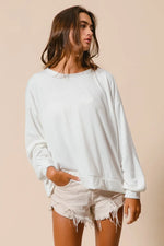 BiBi Loop Terry Pull Over With Cut Edge Band