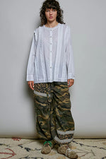 POL Lightweight Ruffle Trim Round Neck Woven Shirt