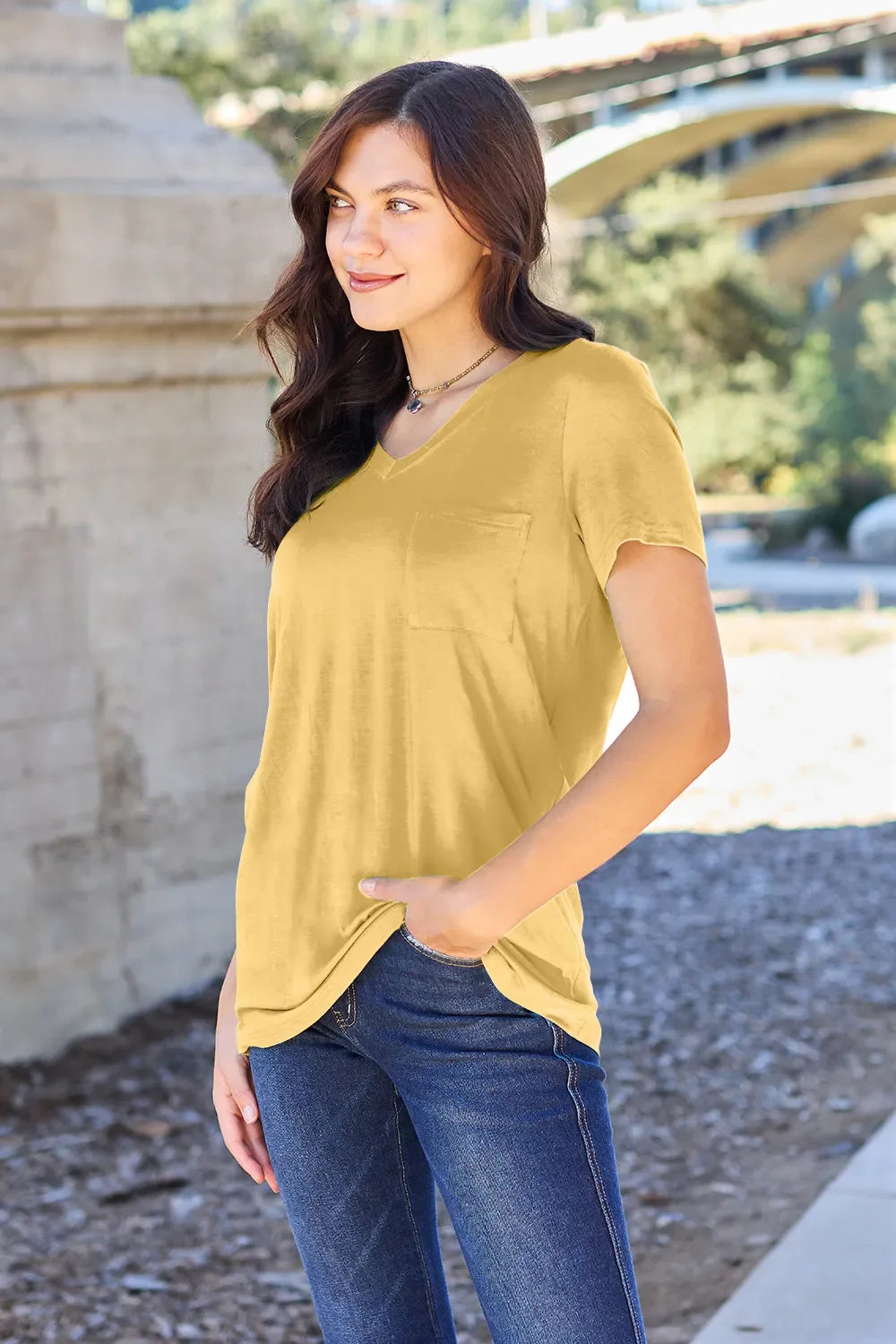 Basic Bae Bamboo Full SizeV-Neck Short Sleeve T-Shirt