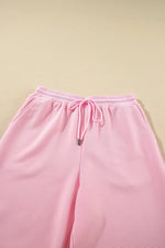 Textured Ruffled Sleeve Zipped Top and Wide Leg Pants Set