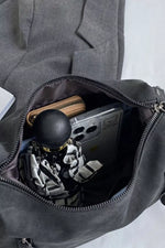 Zipper Details Adjustable Strap Crossbody Bag