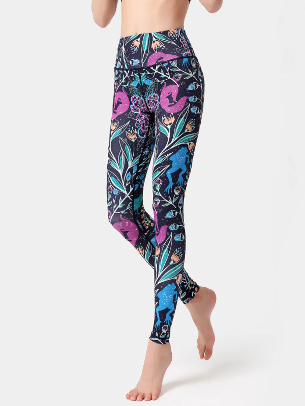 Printed High Waist Active Leggings - Ladyez