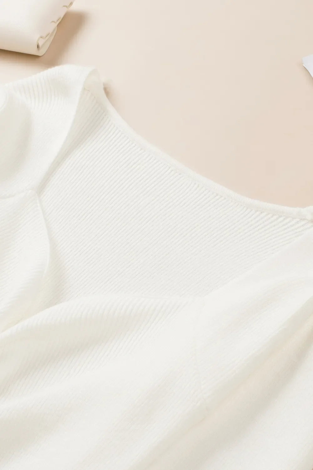 Ruched Sweetheart Neck Long Sleeve Sweater