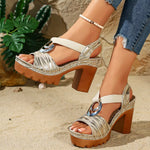 Open Toe Block Heels Sandals