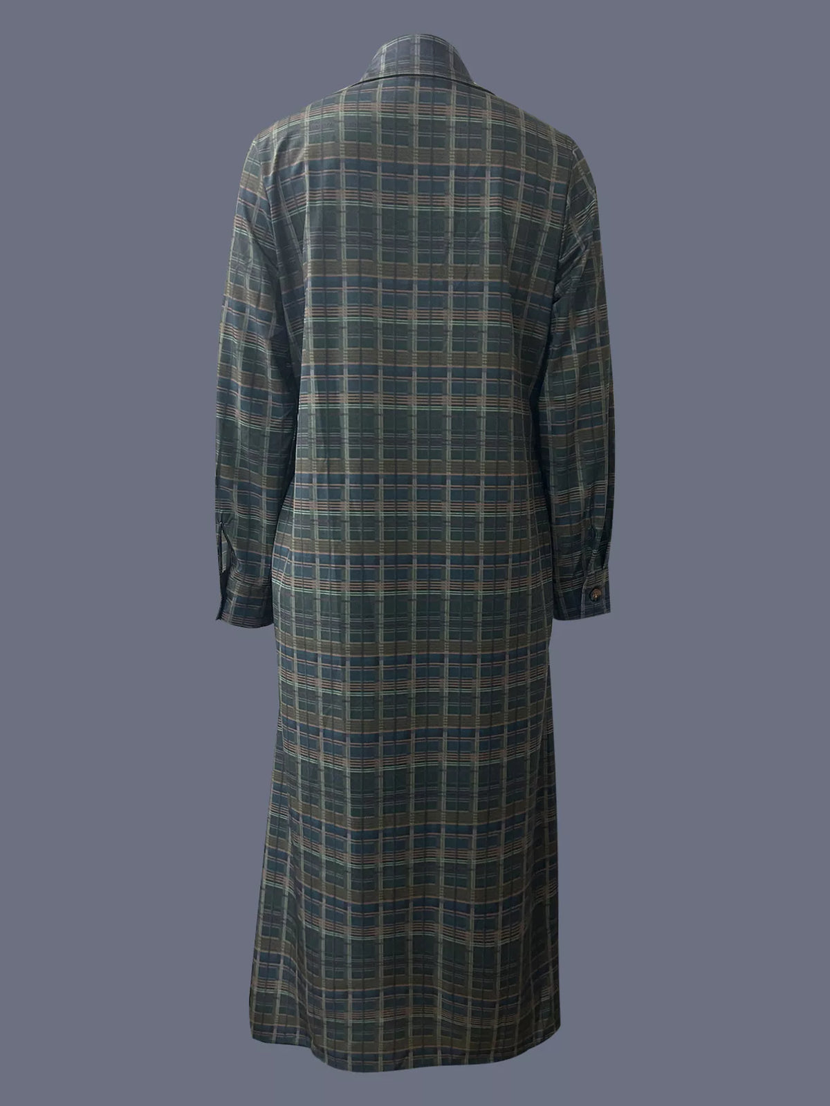Plaid Button Front Maxi Shirt Dress