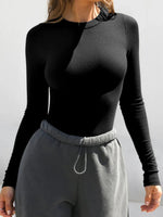 Round Neck Long Sleeve T-Shirt - Ladyez