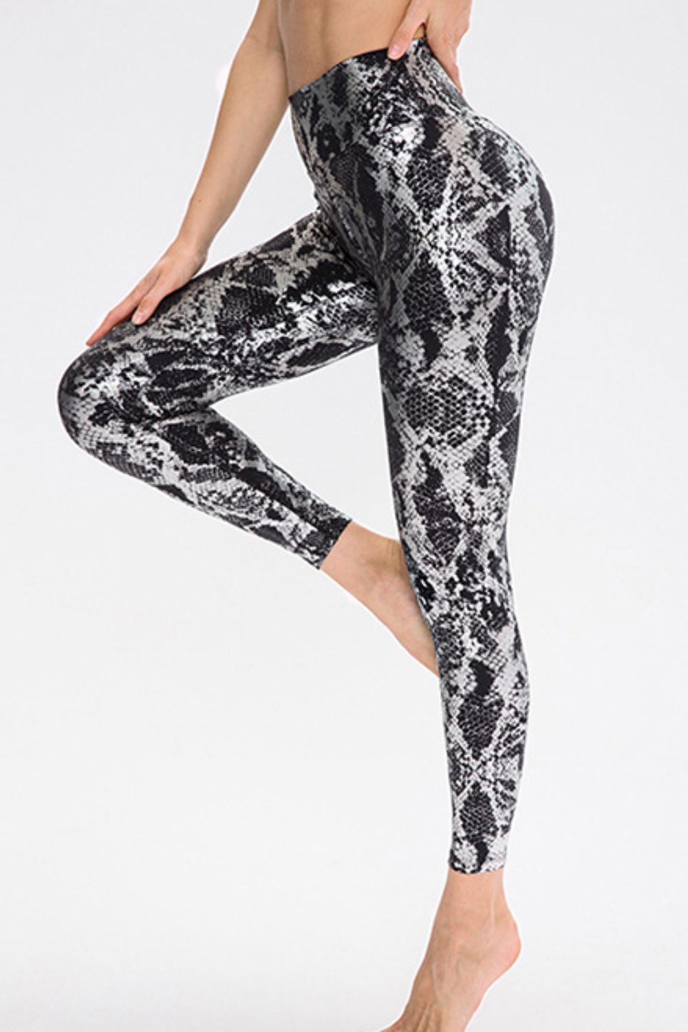 Animal Print Slim Fit Wide Waistband Long Sports Pants - Ladyez