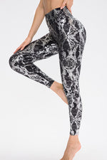 Animal Print Slim Fit Wide Waistband Long Sports Pants - Ladyez