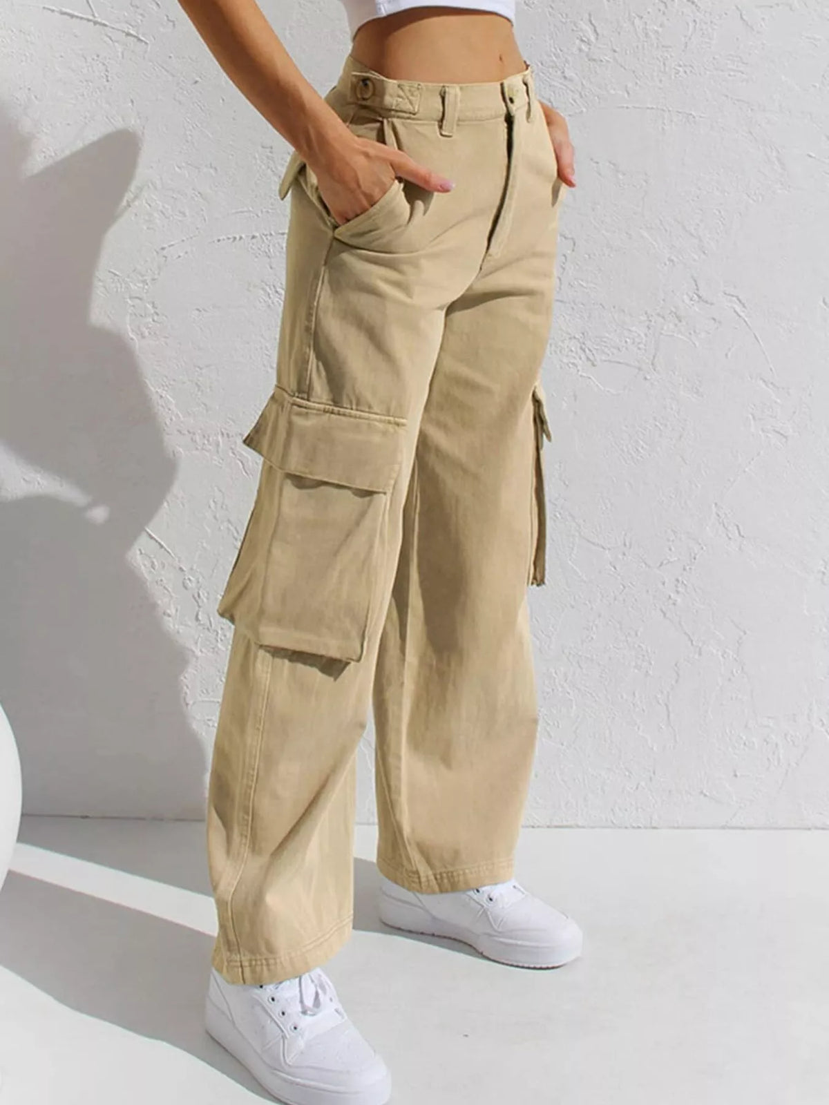High-Waisted Wide Leg Cargo Jeans