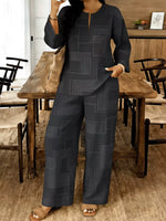 Geometric Print Relaxed Fit Top and Pants Set