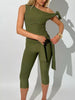 One-Shoulder Tie-Knot Top and Capris Set