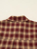 Plaid Print Ruffled Long Sleeve Patchwork Hem Mini Shirt Dress
