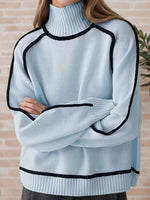 Contrast Trim Turtleneck Sweater