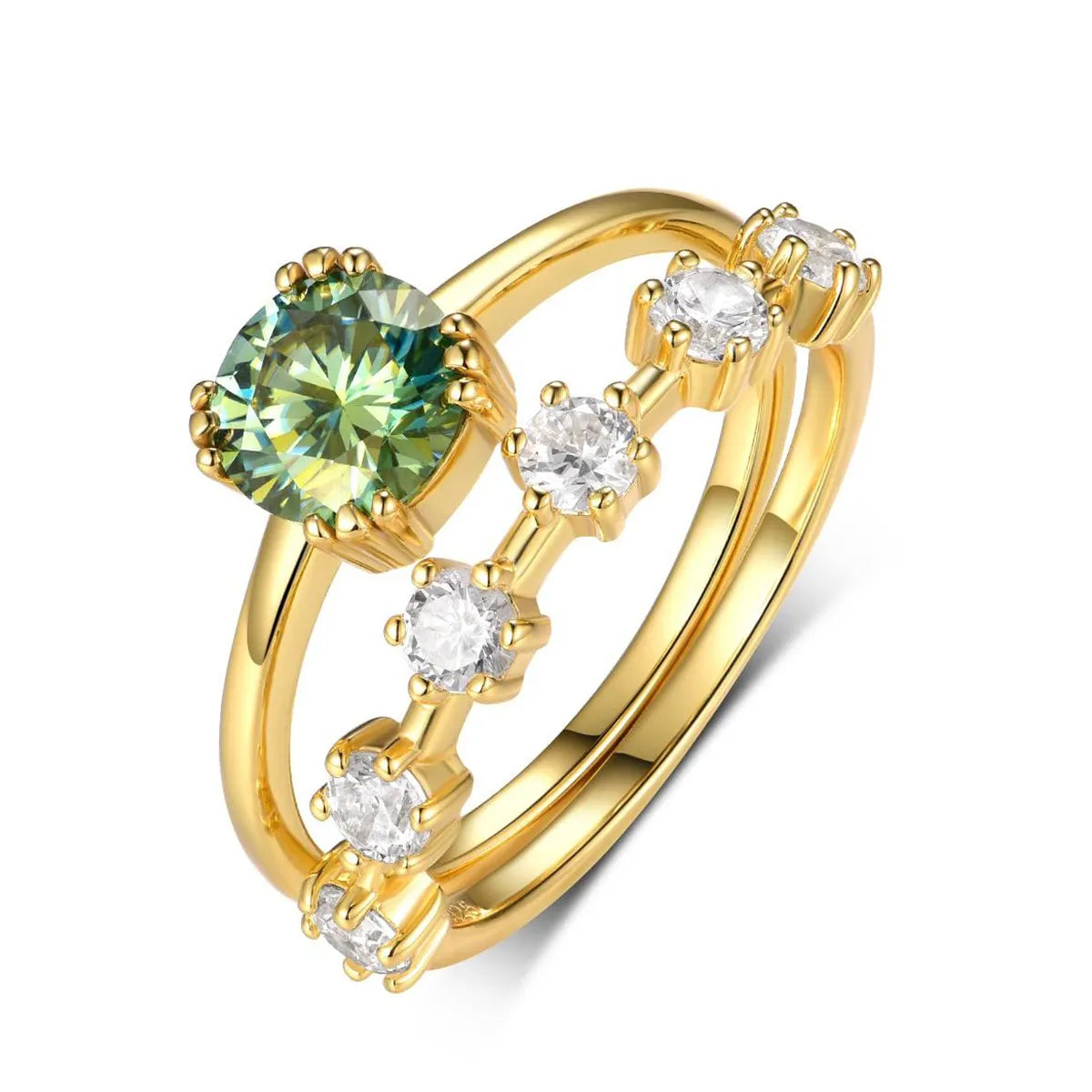1 Carat Moissanite 925 Sterling Silver 2pcs Ring Set - Ladyez