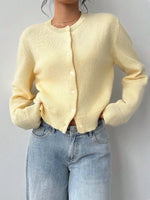 Button-Up Long Sleeve Knit Cardigan