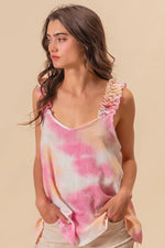 BiBi Tie Dye Printed Textured Woven with Ruffled