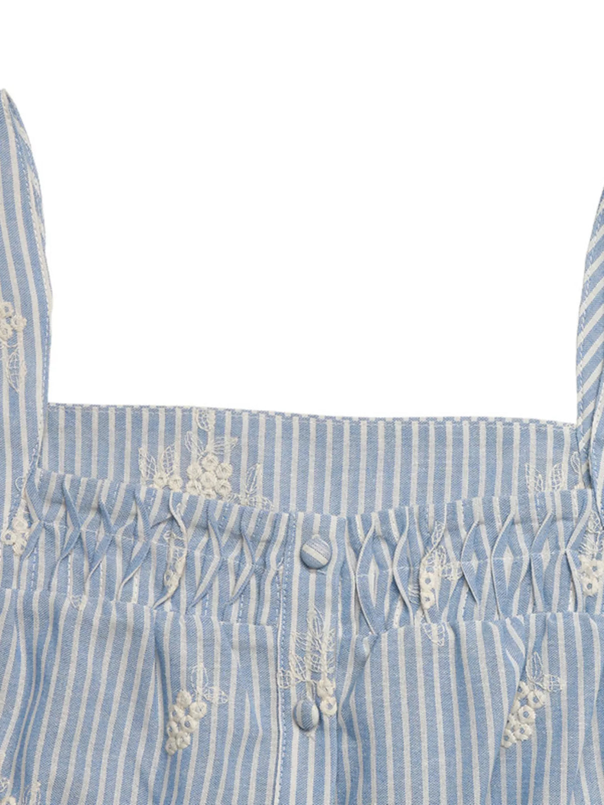 Striped Embroidered Ruffle Sleeve Blouse