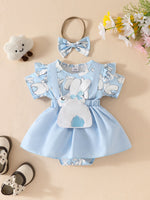 Children's Bunny Applique Bodysuit Dress & Headband Set