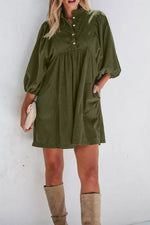 Corduroy Button-Down Babydoll Dress