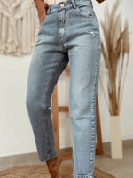 Distressed Ankle-length Straight Jeans - Ladyez