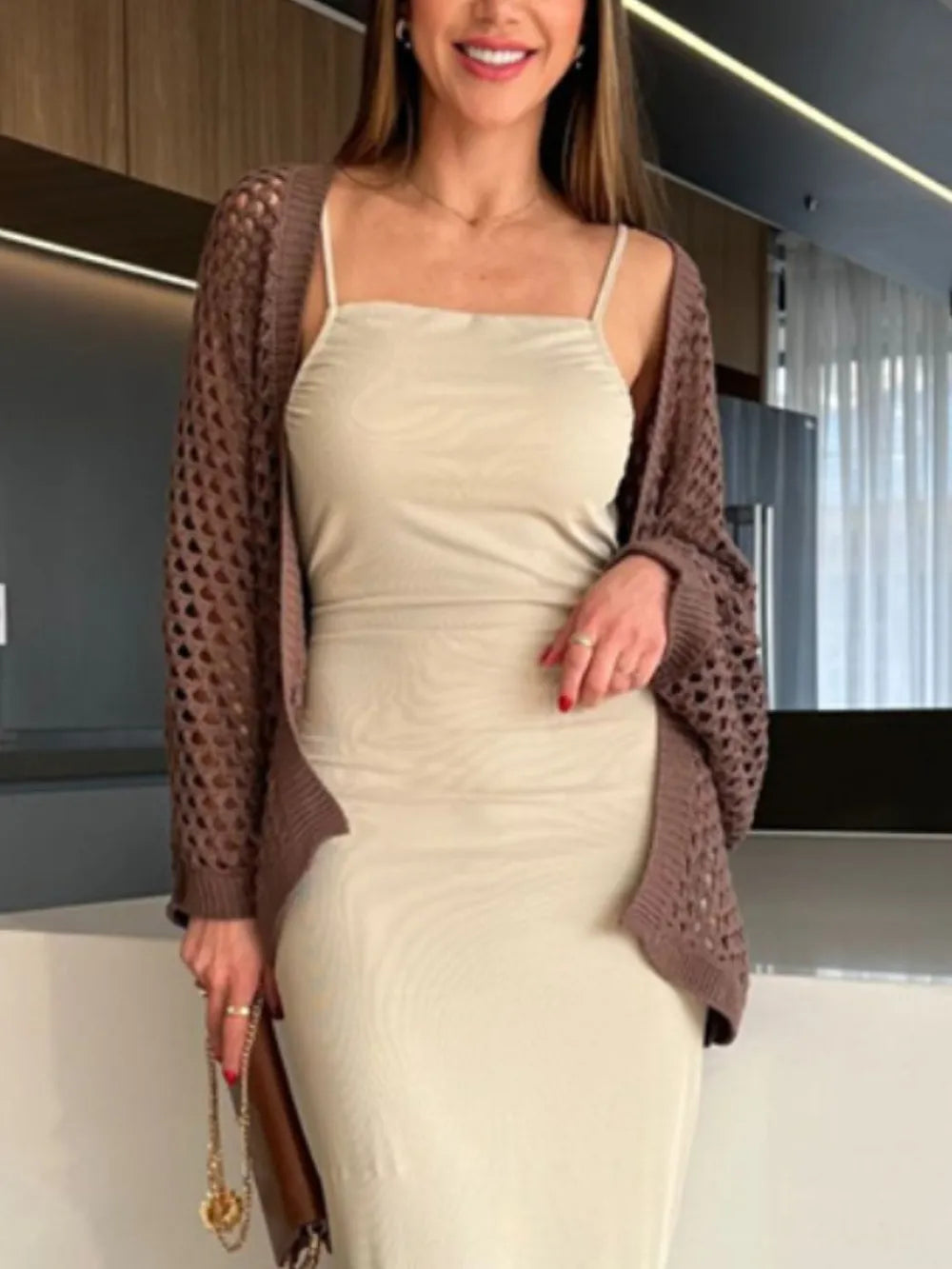 Hollow Out Open Front Cover-Up - Ladyez