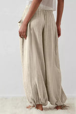 Loose Fit Gauze Pants with Drawstring Waist