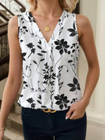 Printed V-Neck Tank - Ladyez