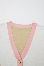 Color Block Trim Button Front Cactus Pattern Western Sweater Vest