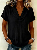 Full Size Textured Short Sleeve Blouse Plus Size