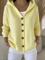 Full Size Hooded Button-Down Knit Cardigan Plus Size