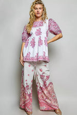 POL Vintage Hand Block Print Floral Woven Blouse