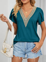 V-Neck Petal Sleeve Top