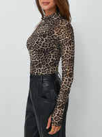 Floral Mock Neck Long Sleeve T-Shirt - Ladyez