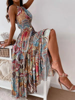 Printed Halter Neck Maxi Dress