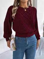Cable Knit Diamond Pattern Long Sleeve Sweater