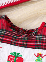 Children's Christmas Plaid Ruffle Sleeve One-Piece
