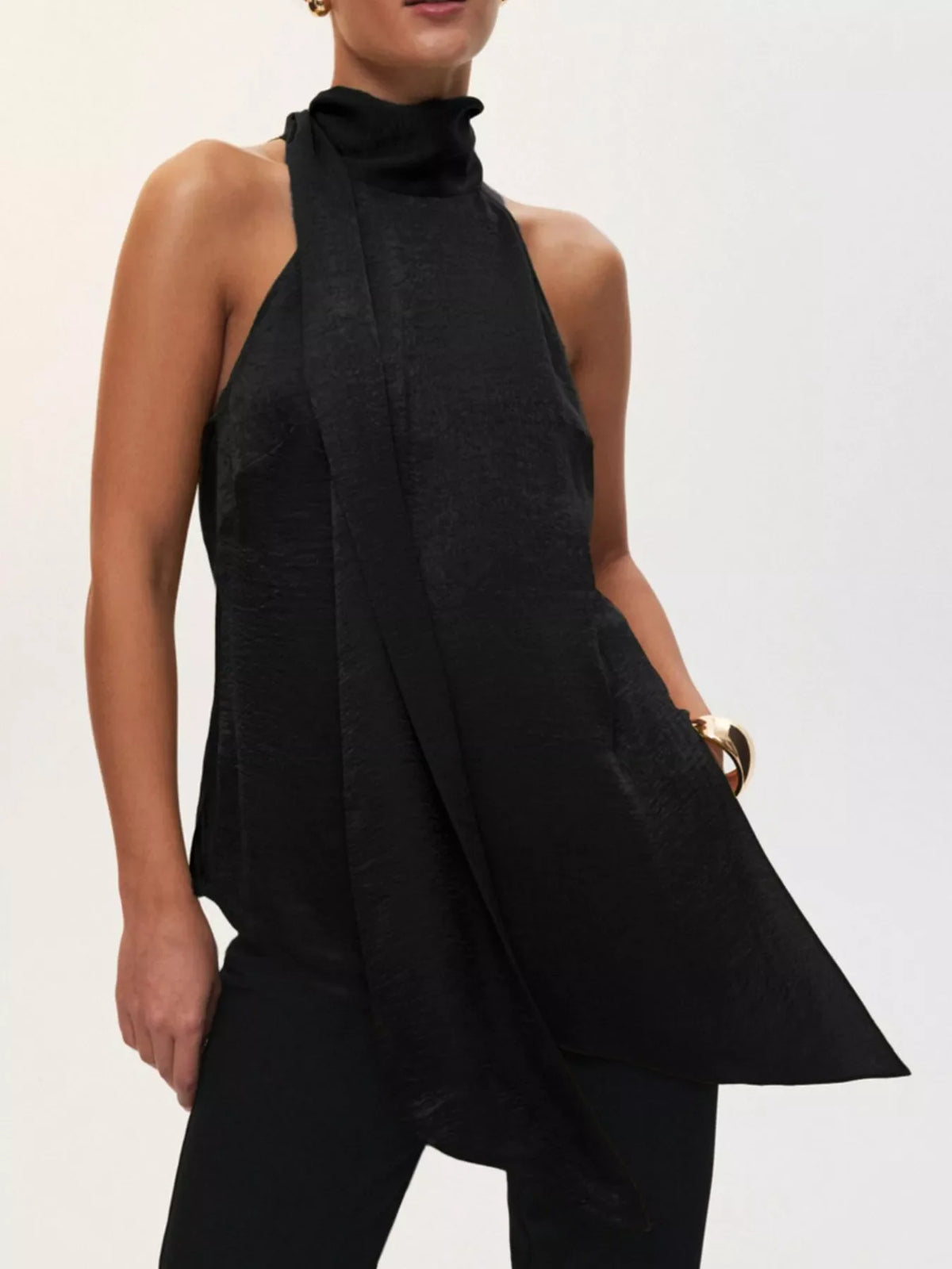 Elegant Halter Neck Asymmetrical Sleeveless Top