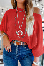 Ribbed Knit Off-Shoulder Blouse
