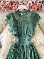 Ruffled Mock Neck Lace Maxi Dress