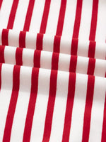 Stripe Round Neck Ruffle Trim Long Sleeve Top
