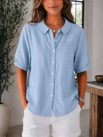 Full Size Button Up Short Sleeve Shirt Plus Size
