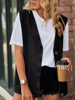 Sleeveless Button-Down Denim Jacket Vest