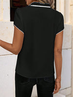 Tie Neck Short Sleeve Blouse