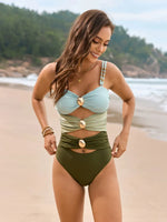Color Block Sweetheart Neck One-Piece Swimwear - Ladyez