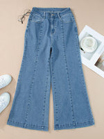 Seam Detail Flared Bottom Ankle Length Jeans - Ladyez