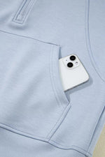 Half Zip Thumbhole Sleeve Hoodie and Pants 2pcs Outfit