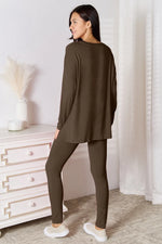 Basic Bae Bamboo Full Size V-Neck Long Sleeve Top and Pants Lounge Set - Ladyez