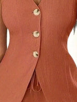 Sleeveless Button-Down Vest & Shorts Set